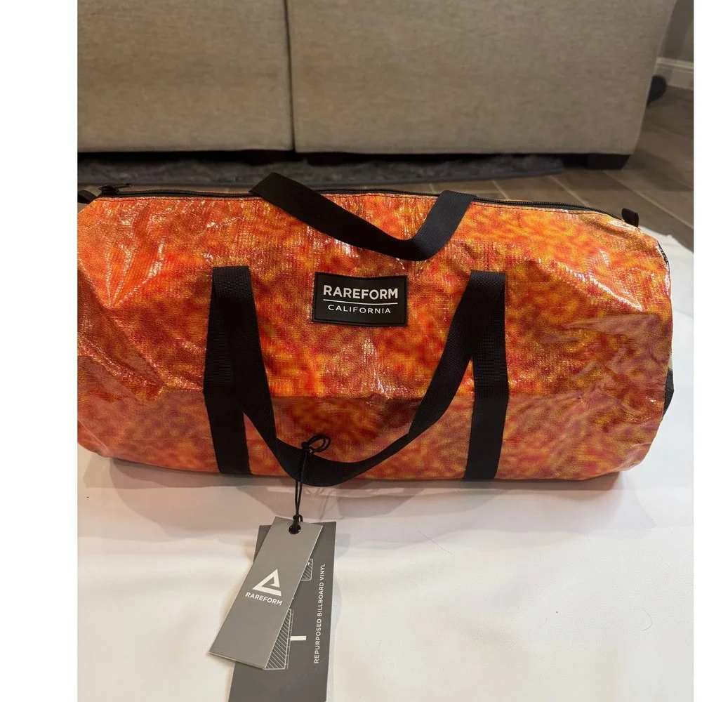 Rareform Duffel Bag Unisex Medium Orange Yellow New‎ Repurposed Billboard Vinyl